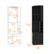Pemberly Row Delhi Corner Bar Cabinet with Double Doors and Glass Rack in Black