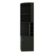 Pemberly Row Delhi Corner Bar Cabinet with Double Doors and Glass Rack in Black
