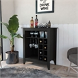 Pemberly Row Engineered Wood Bar Cabinet with Shelves in Black
