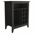 Pemberly Row Engineered Wood Bar Cabinet with Shelves in Black