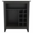 Pemberly Row Engineered Wood Bar Cabinet with Shelves in Black