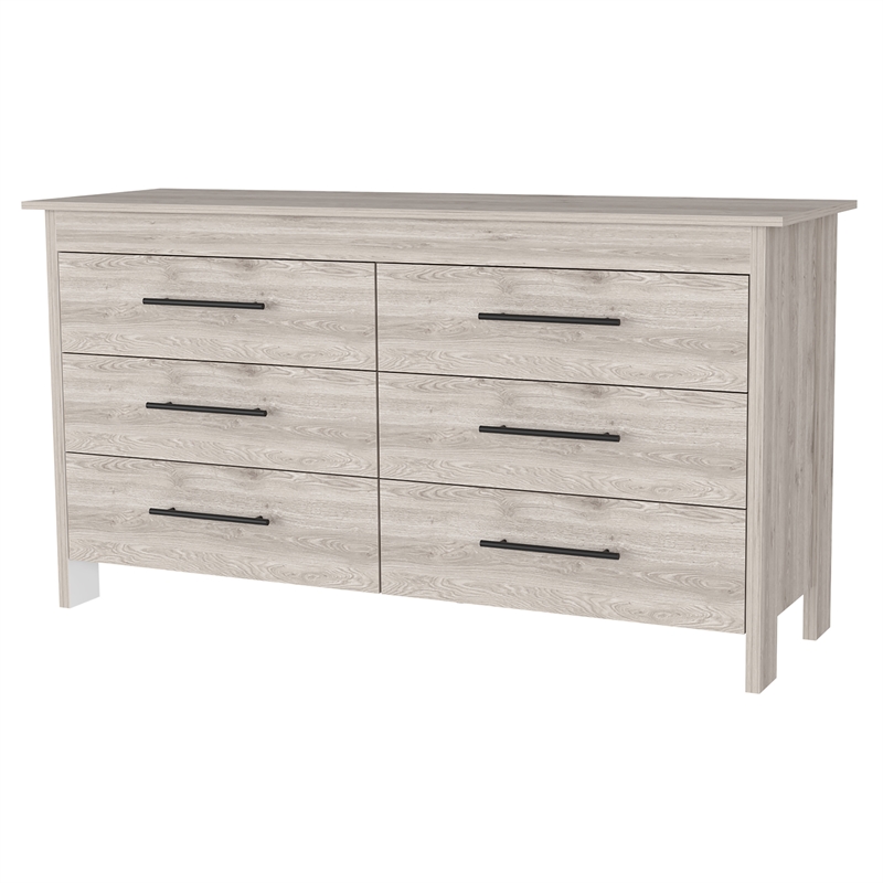 Pemberly Row Double Dresser in Engineered Wood Light Gray