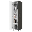 Pemberly Row Norway Broom Closet Pantry in Black and White Engineered Wood