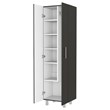 Pemberly Row Norway Broom Closet Pantry in Black and White Engineered Wood