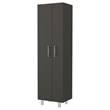 Pemberly Row Norway Broom Closet Pantry in Black and White Engineered Wood