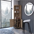 Pemberly Row Reese Corner Bar Cabinet in Beige Engineered Wood