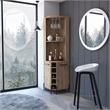 Pemberly Row Reese Corner Bar Cabinet in Beige Engineered Wood