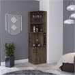 Pemberly Row Seattle Bar Cabinet with 2 Doors in Dark Brown Finish