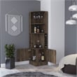 Pemberly Row Seattle Bar Cabinet with 2 Doors in Dark Brown Finish