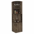 Pemberly Row Seattle Bar Cabinet with 2 Doors in Dark Brown Finish