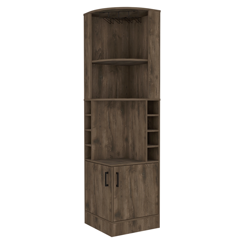 Pemberly Row Seattle Bar Cabinet with 2 Doors in Dark Brown Finish
