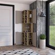 Pemberly Row Lyla Corner Bar Cabinet in Macadamia Taupe Finish