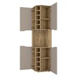Pemberly Row Lyla Corner Bar Cabinet in Macadamia Taupe Finish