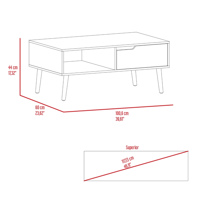 Pemberly Row Coffee Table with Drawer and Shelf in Dark Walnut