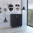 Pemberly Row 2-Door Storage Cabinet with Shelves in Black Finish