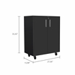 Pemberly Row 2-Door Storage Cabinet with Shelves in Black Finish