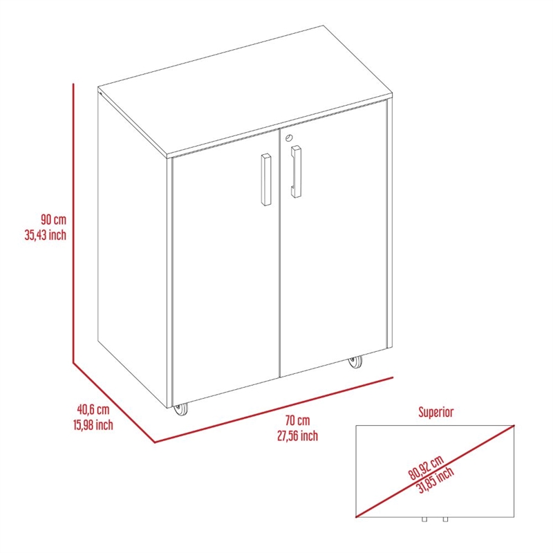 Pemberly Row 2-Door Storage Cabinet with Shelves in Black Finish