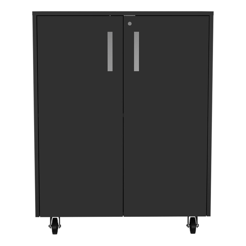 Pemberly Row 2-Door Storage Cabinet with Shelves in Black Finish