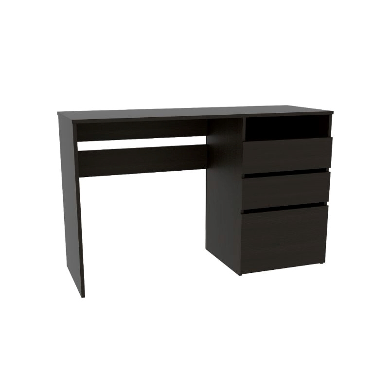 Pemberly Row Engineered Wood Writing Desk with Storage in Black Wenge