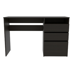 Pemberly Row Engineered Wood Writing Desk with Storage in Black Wenge
