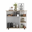 Pemberly Row Wood Kitchen Island with 4 Open Shelves in Light Oak/White