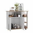 Pemberly Row Wood Kitchen Island with 4 Open Shelves in Light Oak/White
