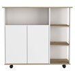 Pemberly Row Wood Kitchen Island with 4 Open Shelves in Light Oak/White