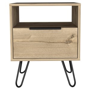 Pemberly Row Metal Nightstand with Two Shelves in Black