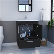Pemberly Row Single Bathroom Vanity with 2-Door Cabinet in Black