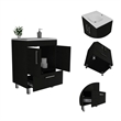 Pemberly Row Single Bathroom Vanity with 2-Door Cabinet in Black