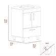 Pemberly Row Single Bathroom Vanity with 2-Door Cabinet in Black