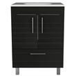 Pemberly Row Single Bathroom Vanity with 2-Door Cabinet in Black