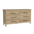 Pemberly Row 6-Drawer Engineered Wood Dresser in Light Oak/White