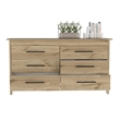 Pemberly Row 6-Drawer Engineered Wood Dresser in Light Oak/White