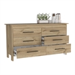 Pemberly Row 6-Drawer Engineered Wood Dresser in Light Oak/White