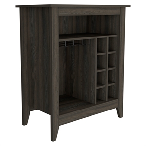 pemberly row bar cabinet in espresso wood with open shelving