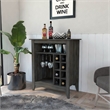 Pemberly Row Bar Cabinet in Espresso Wood with Open Shelving