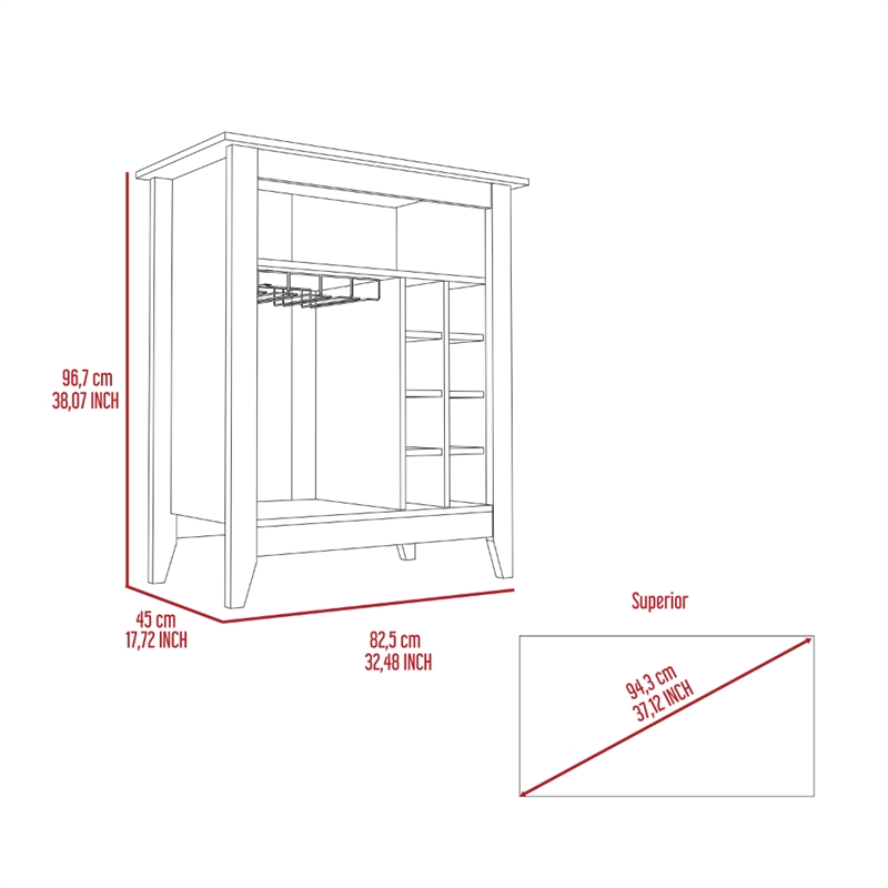 Pemberly Row Bar Cabinet in Espresso Wood with Open Shelving