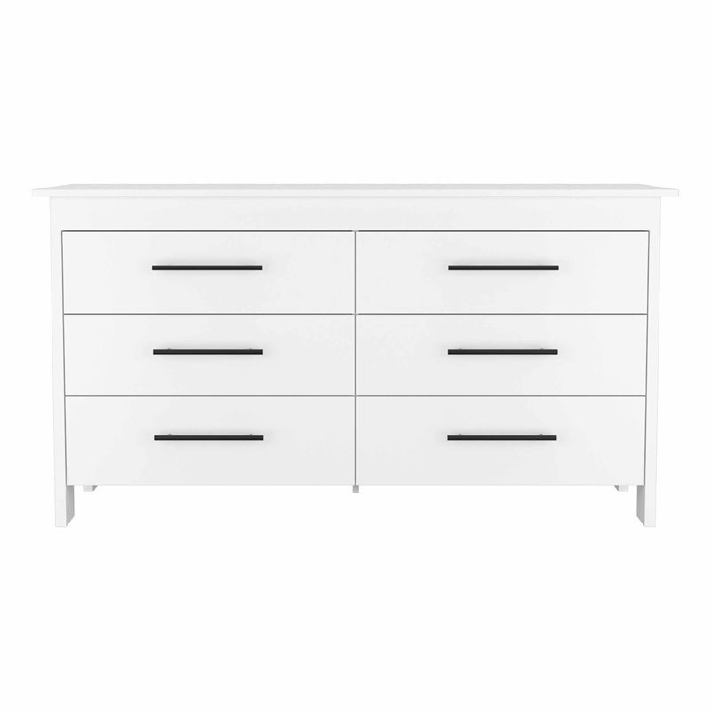 Pemberly Row Luxor 6-Drawer Double Dresser in White