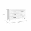 Pemberly Row Luxor 6-Drawer Double Dresser in White