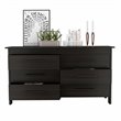 Pemberly Row Luxor 6-Drawer Double Dresser in Black