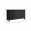 Pemberly Row Luxor 6-Drawer Double Dresser in Black