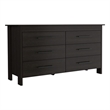 Pemberly Row Luxor 6-Drawer Double Dresser in Black