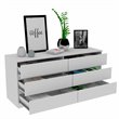Pemberly Row 6-Drawer Wood Double Dresser in White Finish