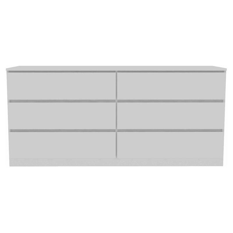 Pemberly Row 6-Drawer Wood Double Dresser in White Finish