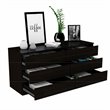 Pemberly Row 6-Drawer Wood Double Dresser in Black Finish