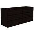 Pemberly Row 6-Drawer Wood Double Dresser in Black Finish