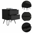 Pemberly Row Metal Bedroom Nightstand with 2 Drawers in Black