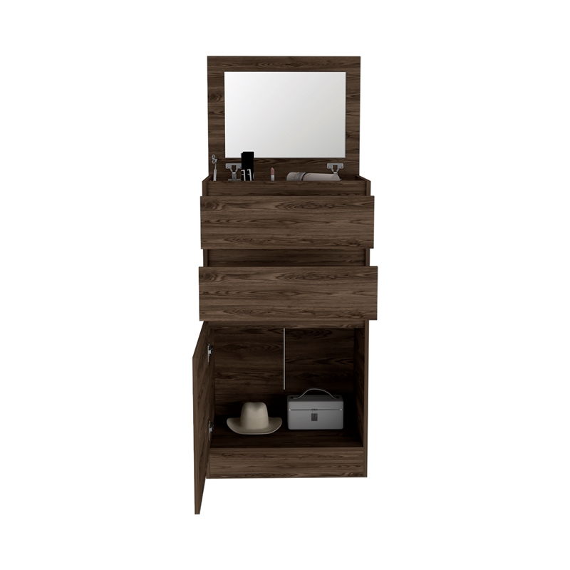 Pemberly Row Engineered Wood Bedroom Dresser with Mirror in Dark Walnut