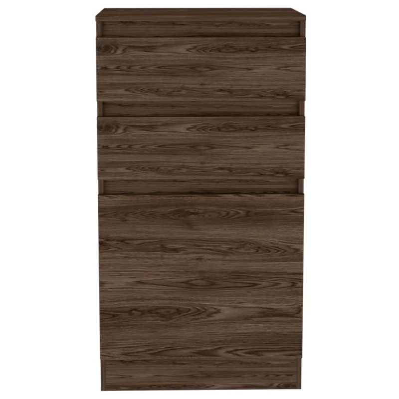 Pemberly Row Engineered Wood Bedroom Dresser with Mirror in Dark Walnut